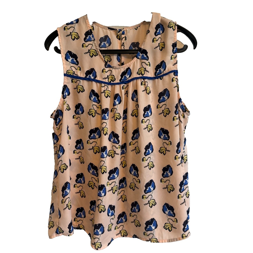 Womens Sleeveless Floral Peach Top XL Cottagecore Flowy Layers Casual Feminine